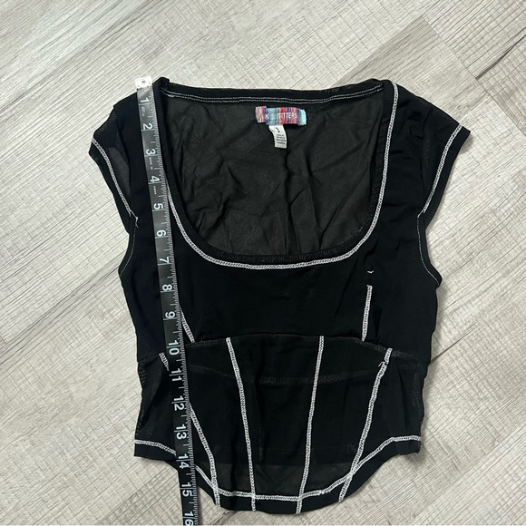 UO NYLA MESH CROPPED CORSET TOP IN BLACK Size Small - Picture 11 of 12